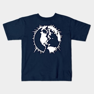 EXPLODING EARTHS! PLANET LOGO WHITE Kids T-Shirt